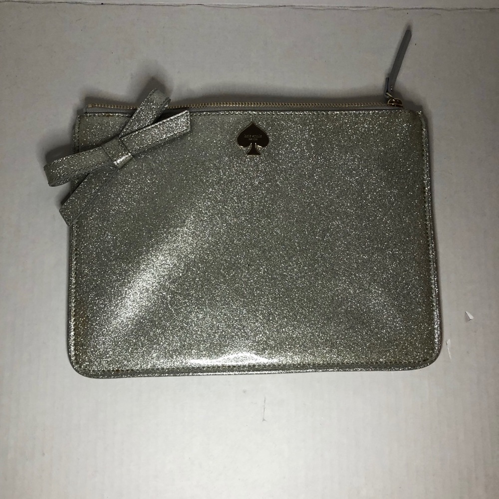 Kate Spade Georgia Glitter Bug Clutch Silver EUC - Picture 3 of 10